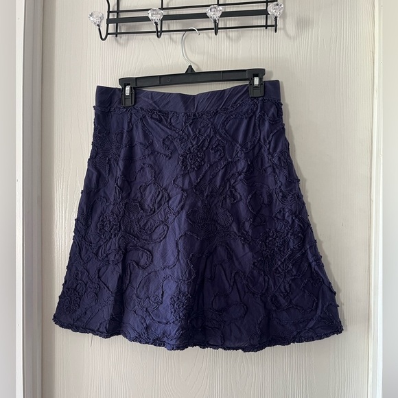 Max Studio Blue Textured Stitching A-Line Skirt - Picture 3 of 5